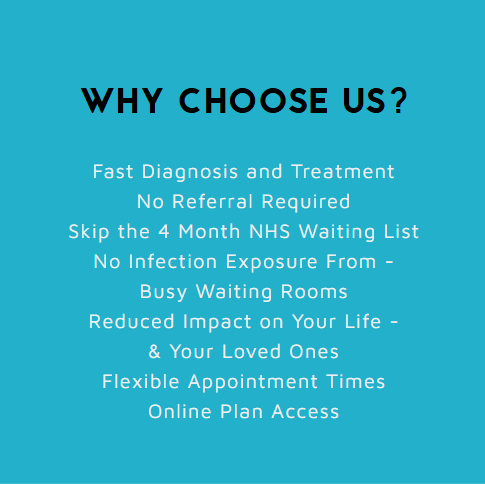 List of why to choose the physiotherapists as apposed to waiting for the NHS